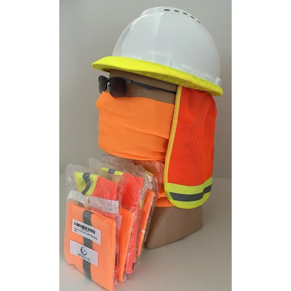4pk Hard Hat Safety Neck Shade Helmet Sun Shield Hi Viz Reflective Free Gaiters